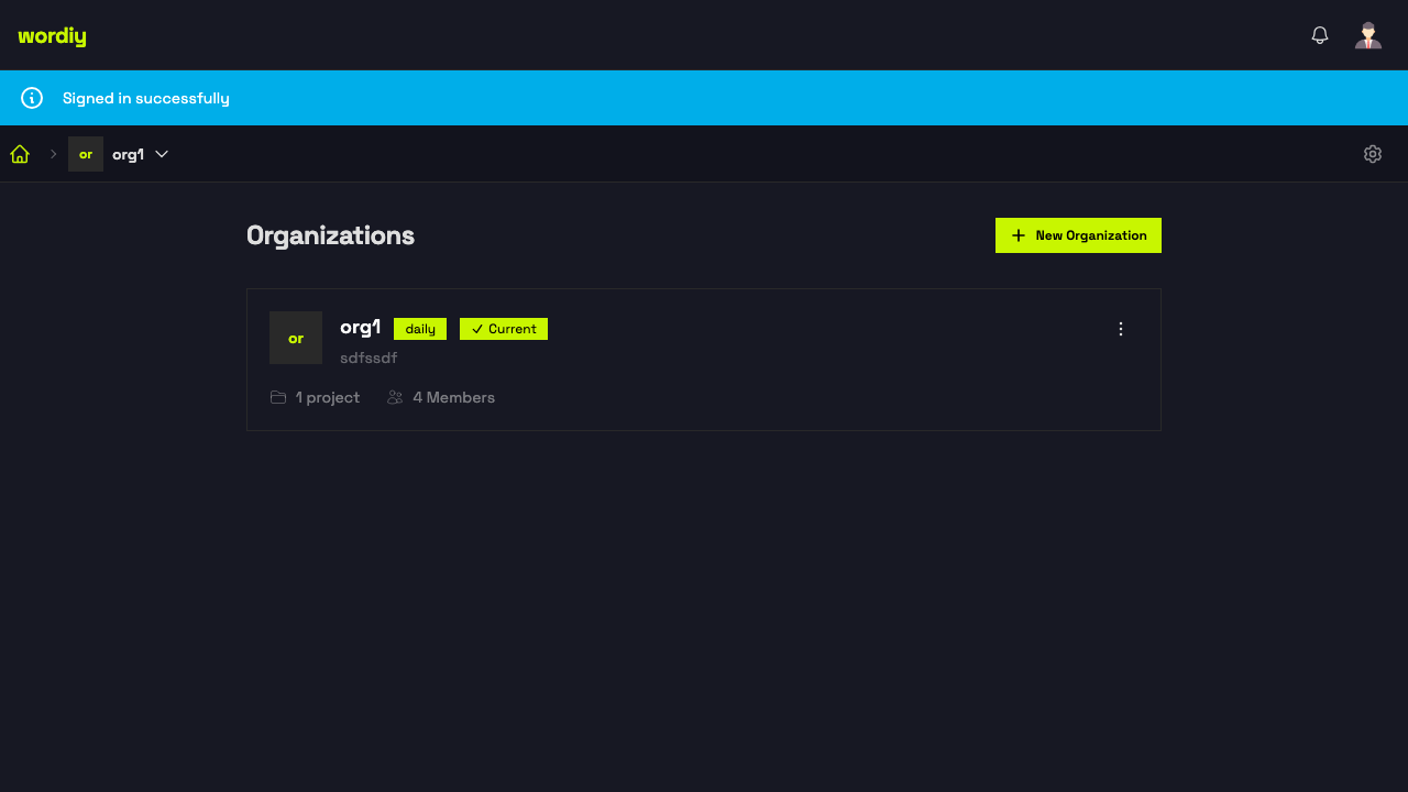 Dashboard - Organizations